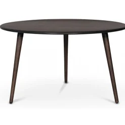 Omni matgrupp, runt matbord Ø130 cm inkl 4 st Tony svarta böjträ stolar - Rökfärgad ek