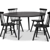 Omni matgrupp, runt matbord Ø130 cm inkl 4 st Orust svarta pinnstolar - Svartbetsad ek + 4.00 x Stolsdyna