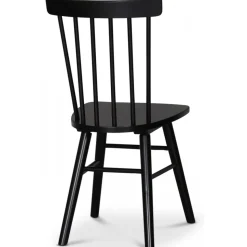 Omni matgrupp, runt matbord Ø130 cm inkl 4 st Orust svarta pinnstolar - Svartbetsad ek + 4.00 x Stolsdyna