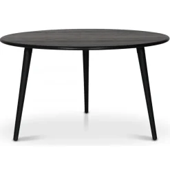 Omni matgrupp, runt matbord Ø130 cm inkl 4 st Orust svarta pinnstolar - Svartbetsad ek