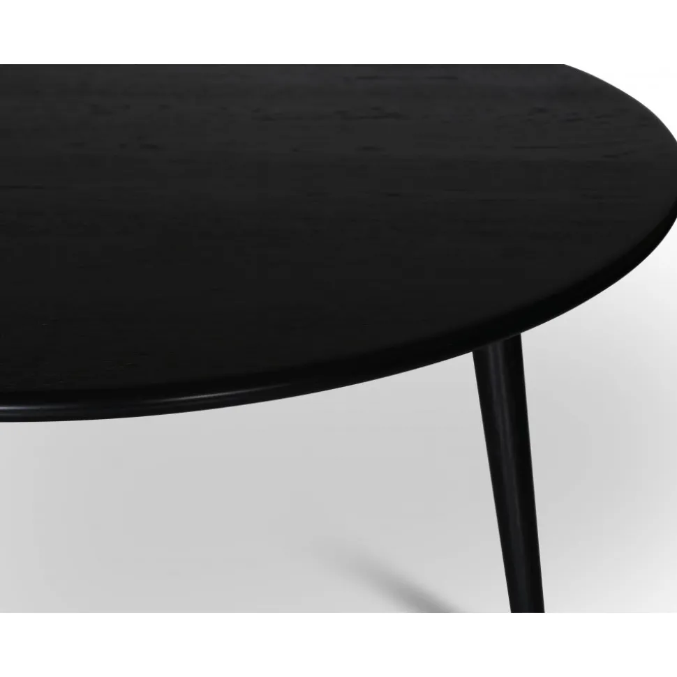 Omni matgrupp, runt matbord Ø130 cm inkl 4 st Orust svarta pinnstolar - Svartbetsad ek