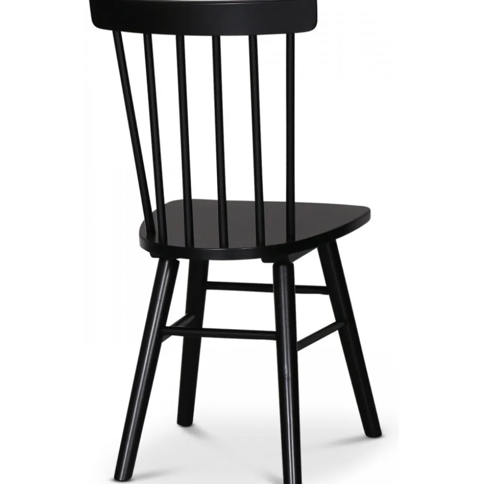 Omni matgrupp, runt matbord Ø130 cm inkl 4 st Orust svarta pinnstolar - Svartbetsad ek