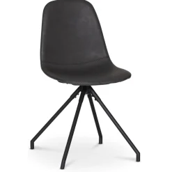 Omni matgrupp, runt matbord Ø130 cm inkl 4 st Bridge snurrbara svarta stolar - Svartbetsad ek