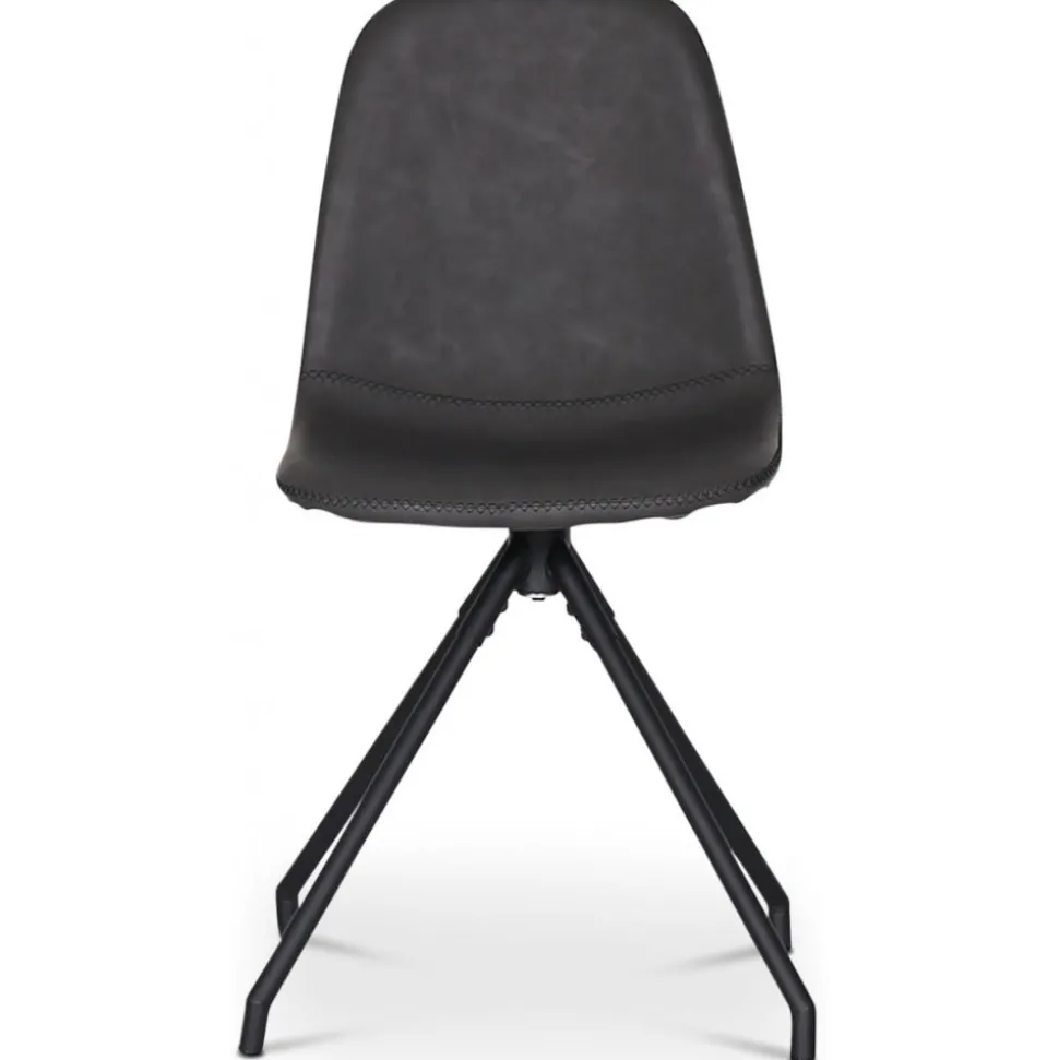 Omni matgrupp, runt matbord Ø130 cm inkl 4 st Bridge snurrbara svarta stolar - Svartbetsad ek