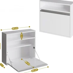 Optim väggskrivbord Vit - 64 x 20/62 cm