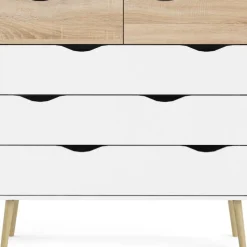 Oslo byrå med 5 lådor - Vit/ek