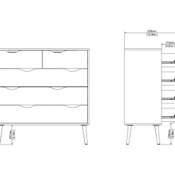 Oslo byrå med 5 lådor - Vit/ek