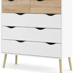 Oslo byrå med 5 lådor - Vit/ek