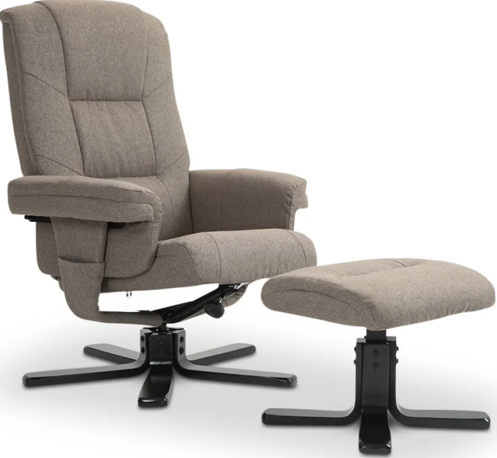 Oslo reclinerfåtölj med pall i mörkbeige tyg