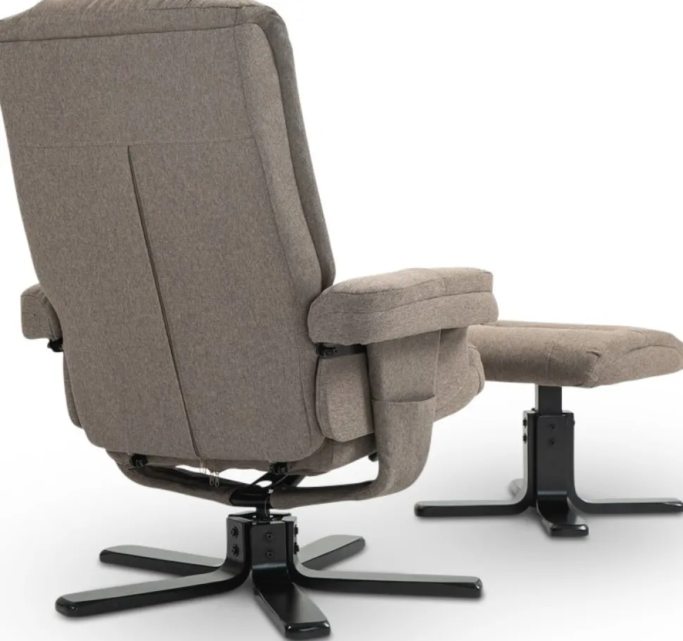 Oslo reclinerfåtölj med pall i mörkbeige tyg