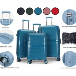 Oslo rosa resväska med kodlås set om 3 st kabinväskor