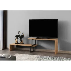 Ovit TV-bänk - Svart/furu