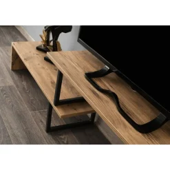 Ovit TV-bänk - Svart/furu