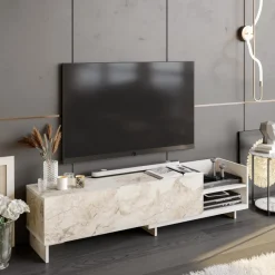 Parion TV-bänk - Vit marmor