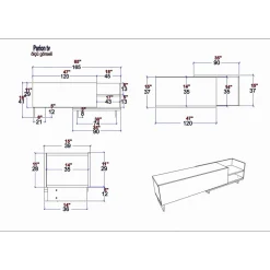 Parion TV-bänk - Vit marmor