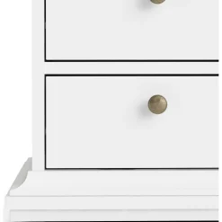 Paris smalt sängbord med 2 lådor och 1 öppet fack - Vit