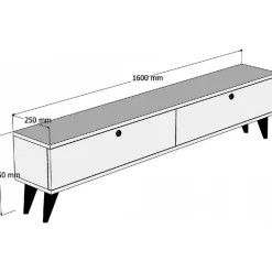 Paris TV-bänk - Vit/valnöt