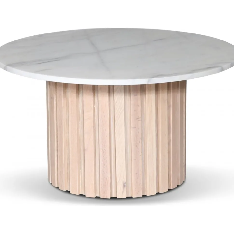 Paus runt soffbord - Whitewash / Ljus Marmor