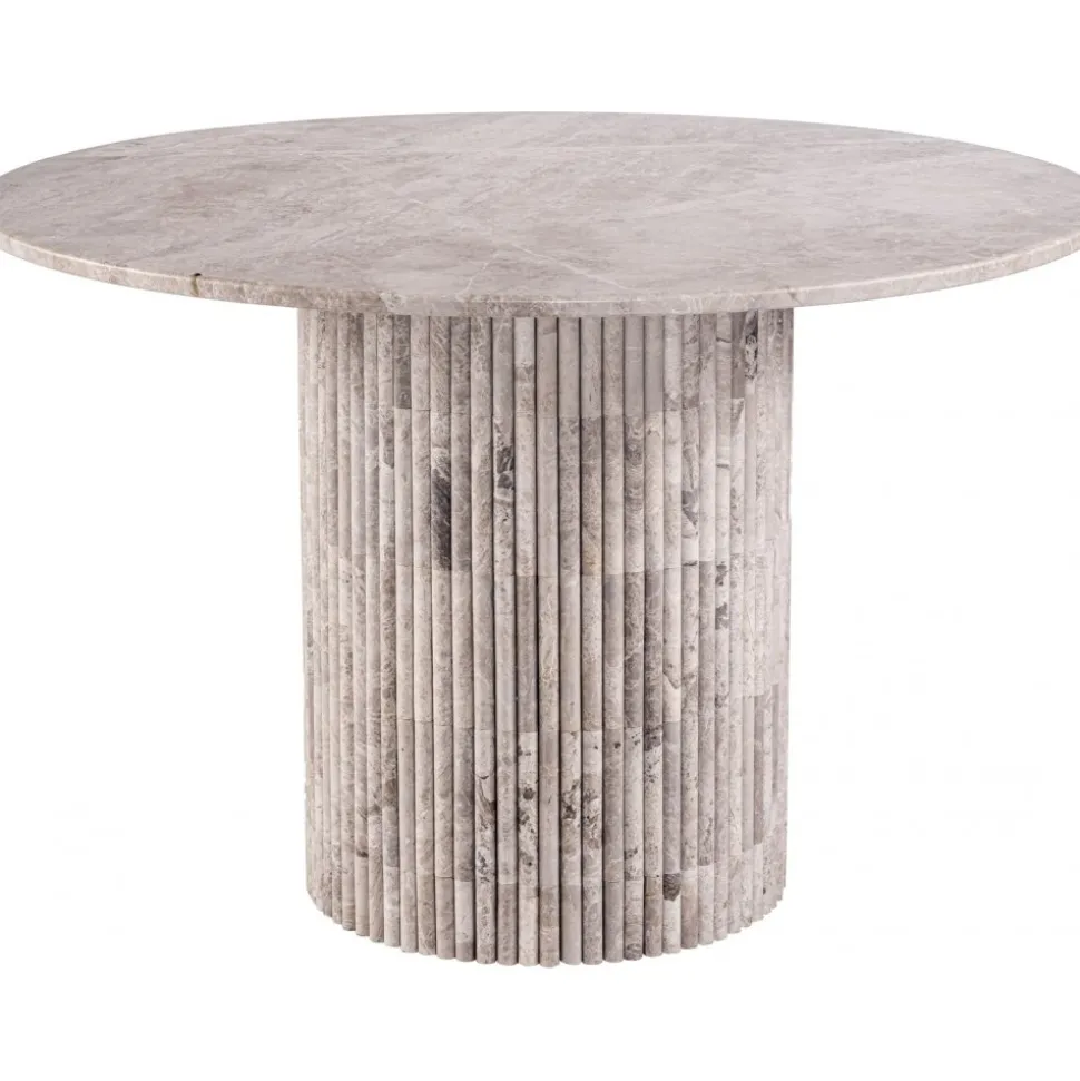 Pegani runt matbord i gråbeige marmor - Valfri storlek 105 eller 130 cm + Möbeltassar