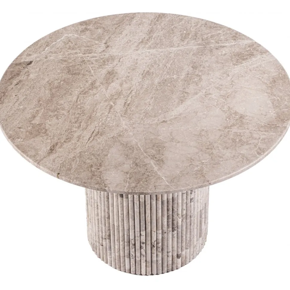 Pegani runt matbord i gråbeige marmor - Valfri storlek 105 eller 130 cm + Textilrengöring för möbler