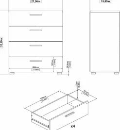 Pepe bred byrå med 4 lådor - Tryffel