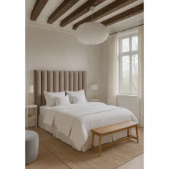 Pernilla sänggavel 140 cm - Gråbeige (Sammet)