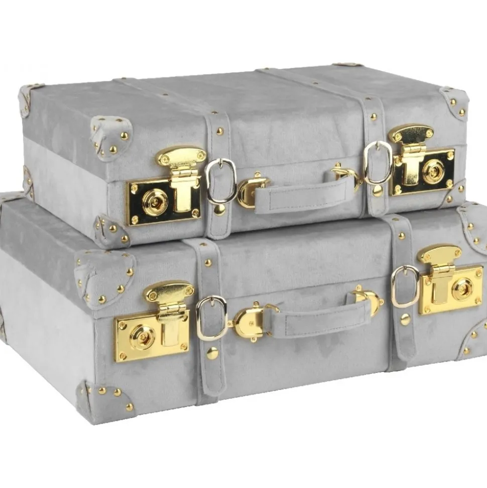 Petit vintage koffert set 2 st - Grå (Sammet)