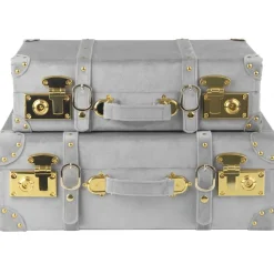 Petit vintage koffert set 2 st - Grå (Sammet) + Möbeltassar