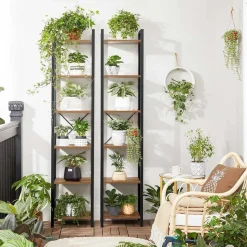 Petter bokhylla 40 x 187,5 cm - Brun/svart