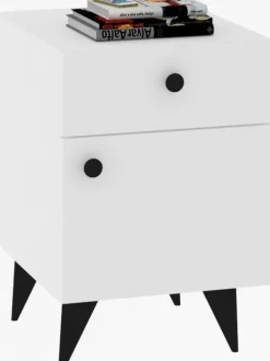 Pila sängbord - Vit/antracit