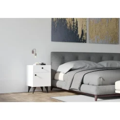 Pila sängbord - Vit/antracit