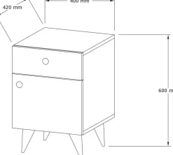 Pila sängbord - Vit/antracit