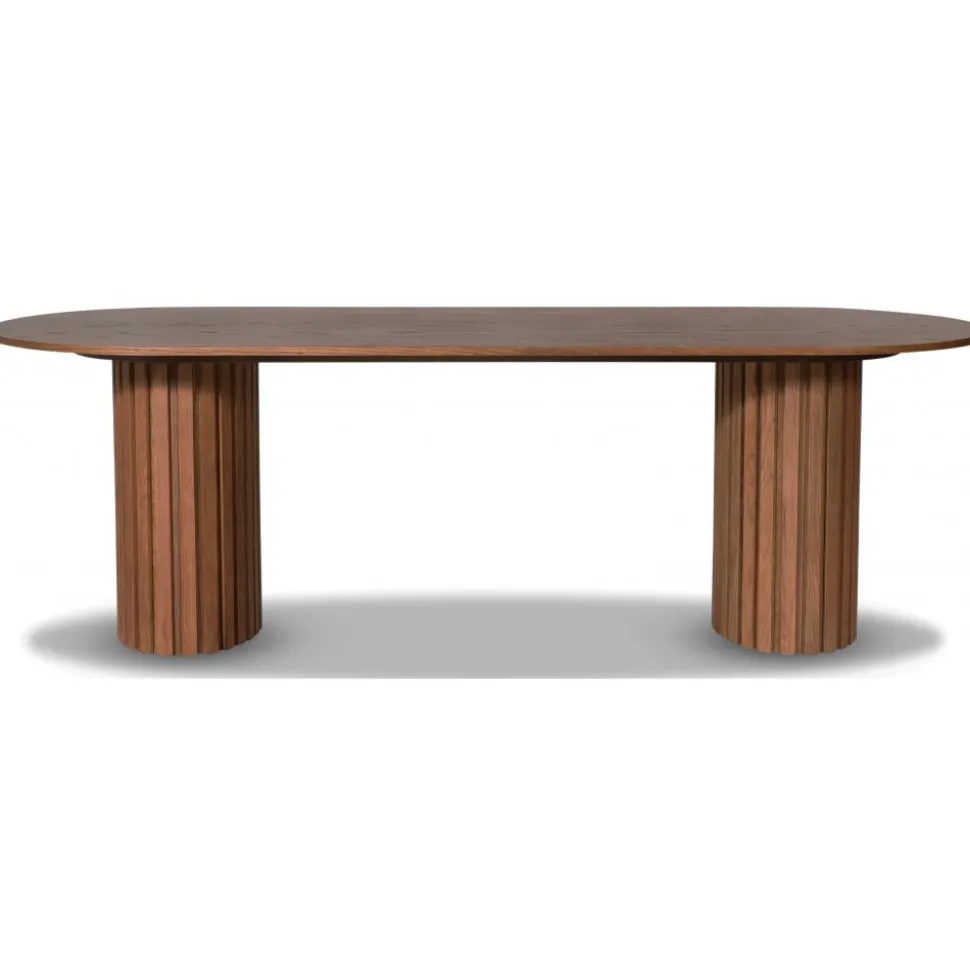 PiPi matgrupp ovalt matbord 240 cm valnöt + 6 st Brandon matstolar - Valnöt + 4.00 x Möbeltassar