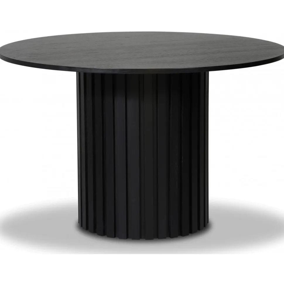 PiPi matgrupp, runt matbord Ø120 cm inkl 4 st Böjträ Stol No18 - Svartbetsat trä + 4.00 x Stolsdyna