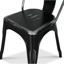 Plåtstol Industry Ingo i plåt - Borstad Svart / Silver + Möbeltassar