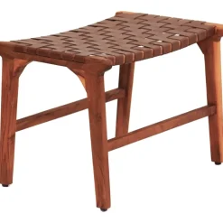 Porto Bello Fotpall Teak / Anilinläder + Fläckborttagare för möbler