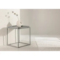 Porto sidobord 45 x 45 cm - Mörkgrå