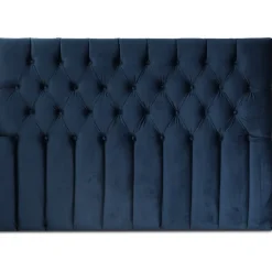 Presley sänggavel med knappar (Blå sammet) - Valfri bredd