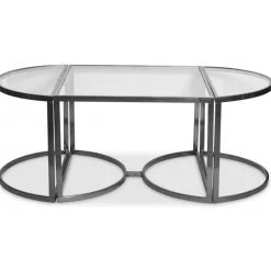 Prins soffbord och sidobord set om 3 bord - Silver/Glas