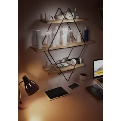 Prizma vägghylla - Svart/natur