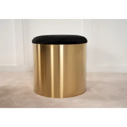 Puff sittpuff Ø45 cm - Svart/mässing