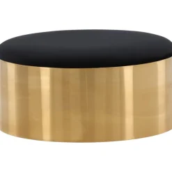 Puff sittpuff Ø75 cm - Svart/mässing