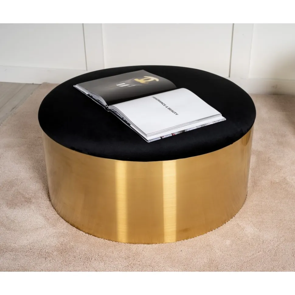 Puff sittpuff Ø75 cm - Svart/mässing