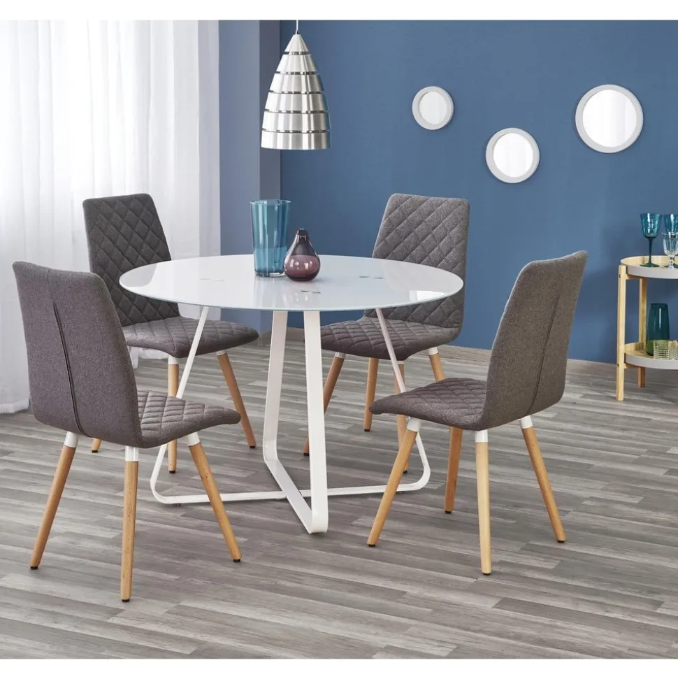 Raphael runt matbord 115 cm - Vit (Glas) / Metall