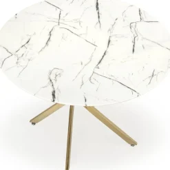 Raymond matbord Ø100 cm - Vit marmor/guld