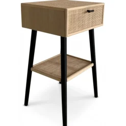 React sängbord - Rotting / Svart + Möbeltassar