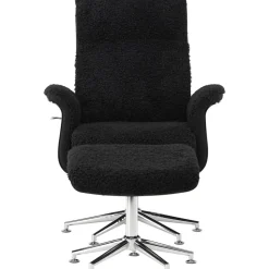 Reclinerfåtölj med fotpall Svart / Krom - Hagön + Fläckborttagare för möbler