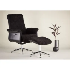 Reclinerfåtölj med fotpall Svart / Krom - Hagön + Fläckborttagare för möbler