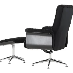 Reclinerfåtölj med fotpall Svart / Krom - Hagön + Fläckborttagare för möbler
