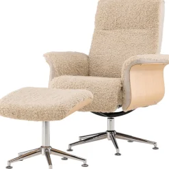Reclinerfåtölj med fotpall Beige / Ek - Hagön + Fläckborttagare för möbler